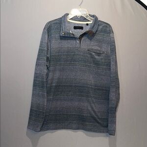 Men's Gray Striped Long Sleeve Sweater